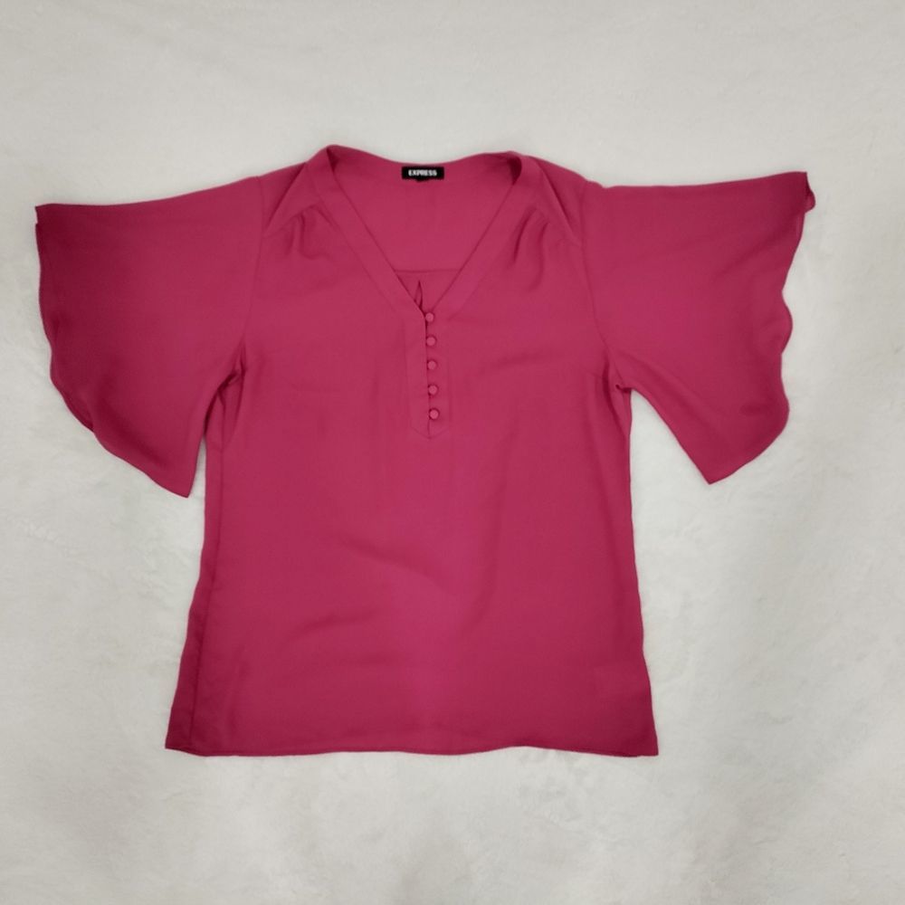 Express | Women's pink shirt with ruffle sleeves size M